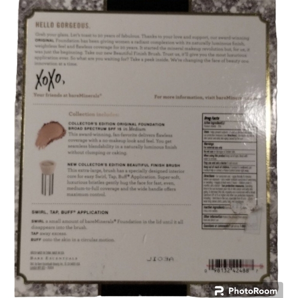 Bare Minerals 20th Anniversary Full Size Foundation & Brush Set LIGHT discontinu - Picture 4 of 5